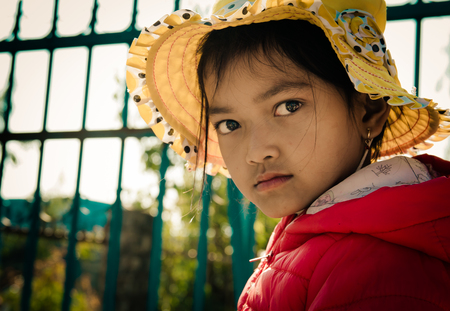 Lam Dong Province, Vietnam - January 24, 2015: The children's face before receiving gifts of ethnic minority children in the highlands. T?t c? gift for poor children come from a charity group.のeditorial素材