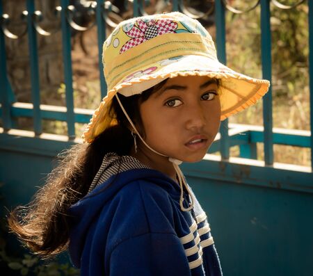 Lam Dong Province, Vietnam - January 24, 2015: The children's face before receiving gifts of ethnic minority children in the highlands. T?t c? gift for poor children come from a charity group.のeditorial素材