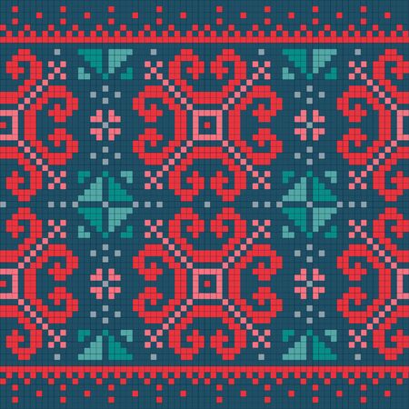 Ethnic ornaments pattern. Repeat pattern of bright contrasting colors.のイラスト素材