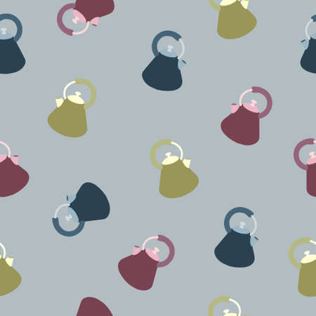 Repeating background with colored teapots. Can be used for postcards, invitations, advertising, web, textile and other.のイラスト素材