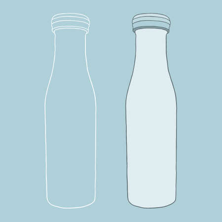 Illustration of a stylized bottle on a blue background.のイラスト素材