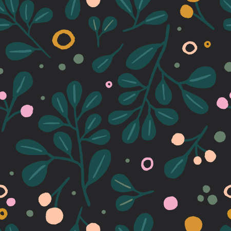 Abstract plant pattern. Repeat pattern of bright colors.のイラスト素材