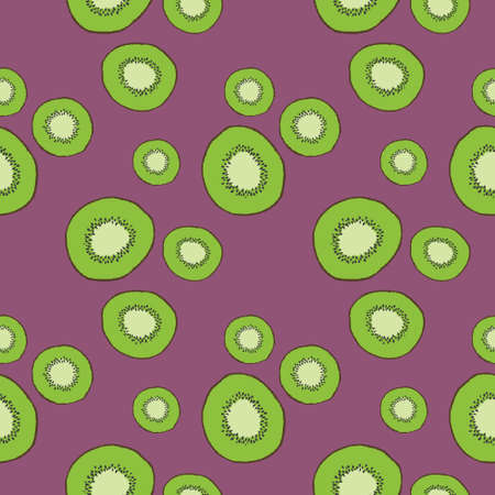 Colorful kiwi fruit bladder interrupts seamless pattern.のイラスト素材