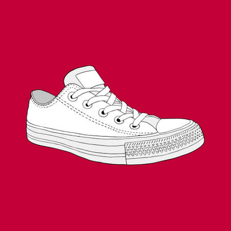 Hand drawn sketch of sport shoe. Vector stock illustration. Sport wear for men and women.のイラスト素材