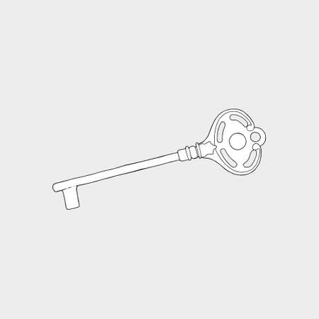 Old door key vector icon. Key illustration isolated on grey  background.のイラスト素材