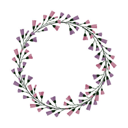 Wreath of roses and purple flowers. Good for save the date cards, Wedding invitations and Thank You cards.のイラスト素材