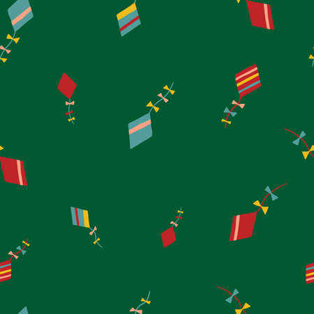 Colorful kite pattern. Vector seamless pattern, can be used for fabrics, wallpaper, web, scrapbooking, card.のイラスト素材