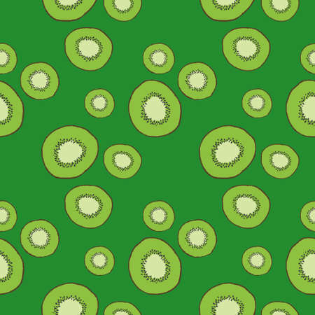 Colorful kiwi fruit bladder interrupts seamless pattern.のイラスト素材