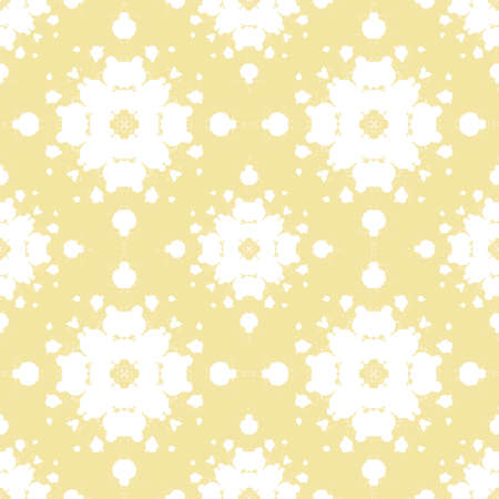For symmetrical abstract composition. Seamless pattern of yellow and white colors.のイラスト素材