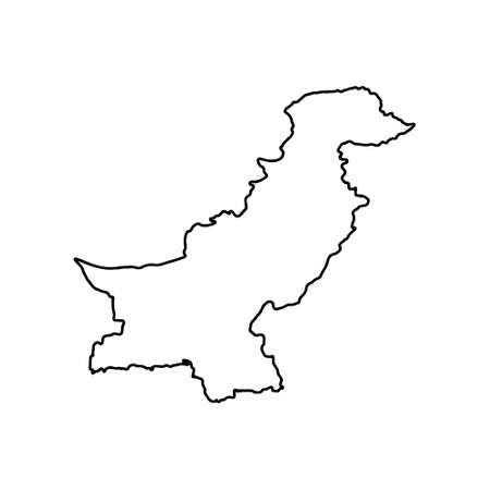 Outline map of Pakistan white background. Vector map with contour.のイラスト素材