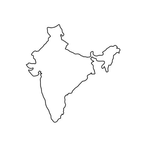 Outline map of India white background. Vector map with contour.のイラスト素材