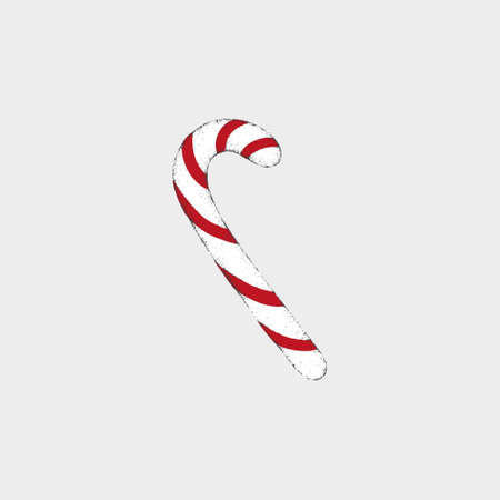 Realistic Xmas candy cane. Vector illustration.  Template for greeting card on Christmas and New Year. Candy cane isolated on white background.のイラスト素材