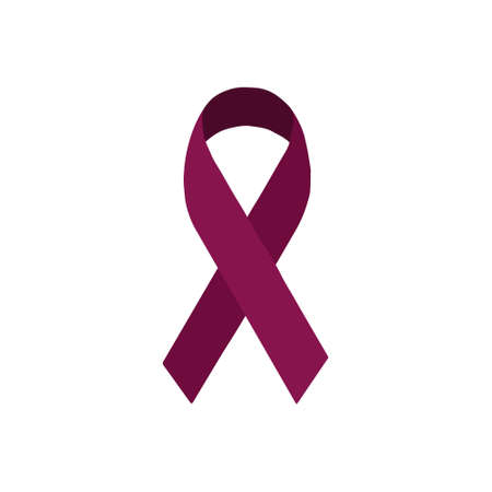 Realistic purple ribbon. Breast cancer awareness. Vector illustration.のイラスト素材