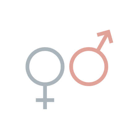 Gender symbol of red and blue colors. Man and Woman symbol. Vector illustration. Isolated on white background.のイラスト素材