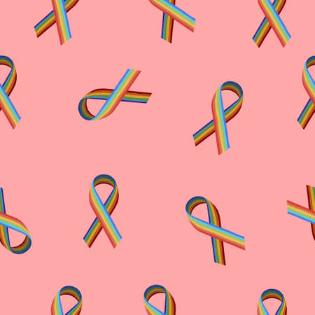 Seamless pattern of LGBT ribbons. Cute seamless pattern, illustration for fabric, card, web design, invitation, posters, wallpaper. Surface pattern design.のイラスト素材