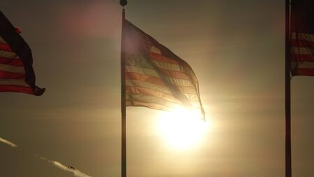 Us Flag At Nightの写真素材