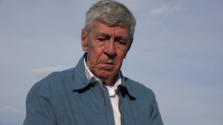 Sad Crying Tearful Elderly Old Manの写真素材