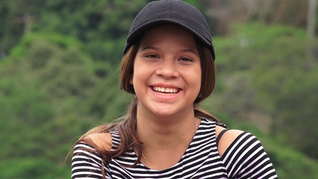 Happy Teen Girl Laughing And Smilingの写真素材