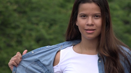 Confident Teen Female Model Posesの写真素材