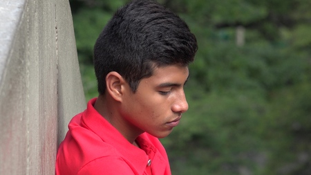 Sadness Depression And Loneliness Among Male Teensの写真素材