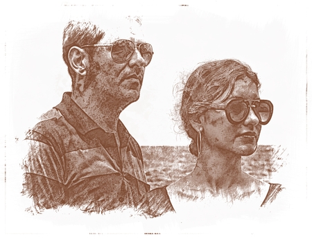 Drawing Of Man And Woman Coupleの写真素材