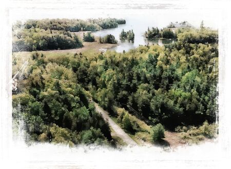 Forest Road And River Drawing filterの写真素材