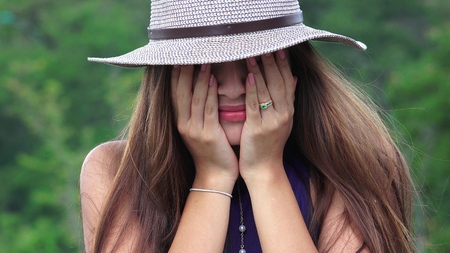 Crying Teen Girl Lonely And Depressedの写真素材