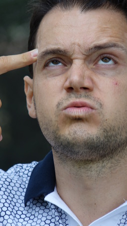 Crazy Man Pointing At Head