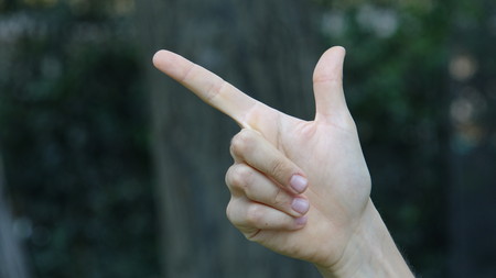 Hand Counting Two Or Pointingの写真素材