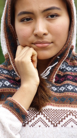 Worried Minority Teen Girlの写真素材