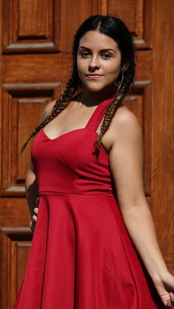 Teen Girl Wearing Red Dress