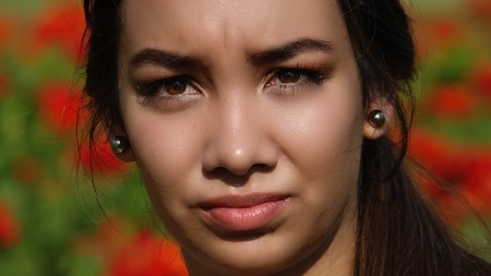 Confused Or Worried Teen Girlの写真素材