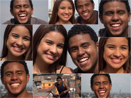 Hispanic Friends And Dating Collage.Jpgの写真素材