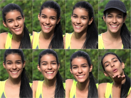 Happy Pretty Female Teen Collage.Jpgの写真素材