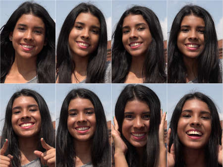 Happy Joyful Smiling Female Collage.Jpgの写真素材
