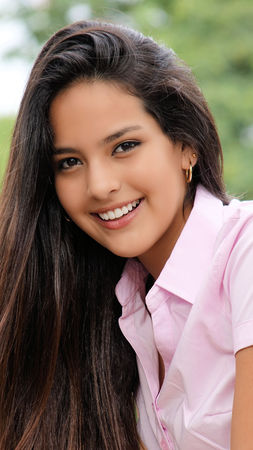 Peruvian Teen Girl With Long Hairの写真素材