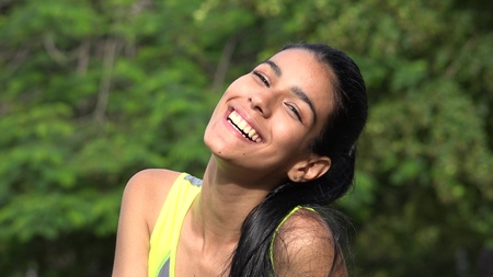Colombian Teenager Laughingの写真素材