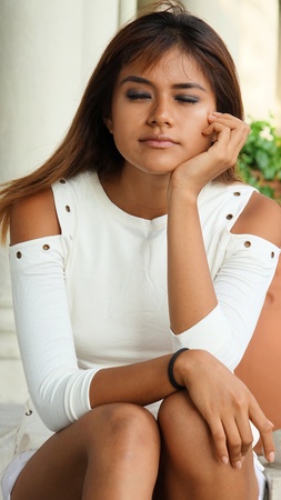 Unhappy Youthful Teen Femaleの写真素材