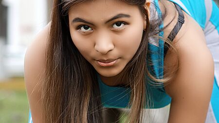 Exercising Youthful Peruvian Femaleの写真素材