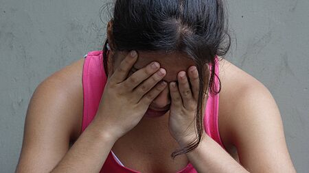 Ashamed Pretty Teenage Femaleの写真素材