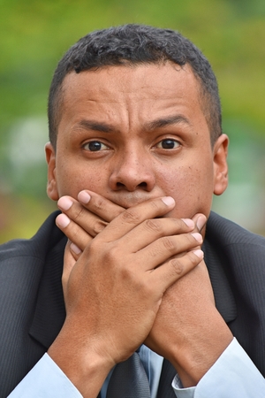Businessman And Silence Wearing Suit And Tieの写真素材