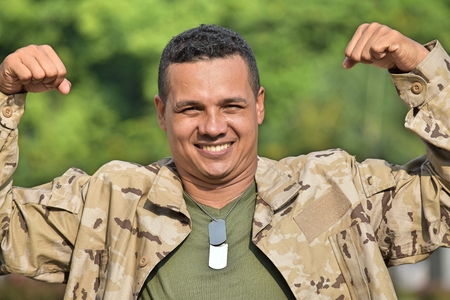 Muscular Military Male Soldierの写真素材