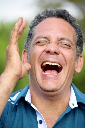 Middle Aged Man Laughingの写真素材