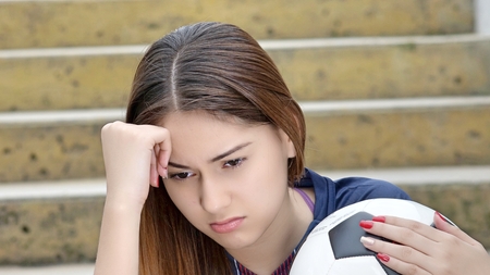 Sad Athletic Beautiful Girlの写真素材