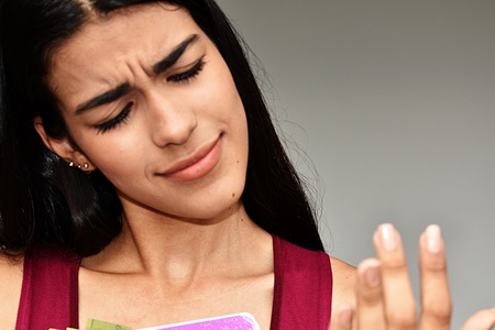 Girl Student And Confusionの写真素材