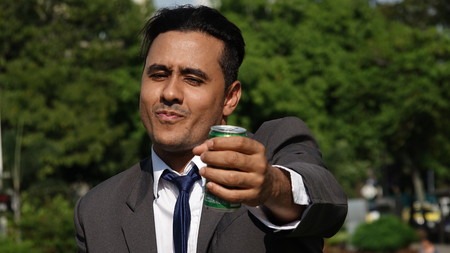 Business Man Drinking Beer