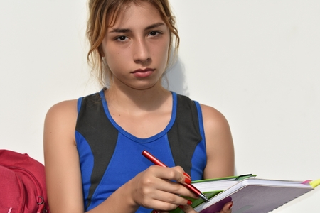 Serious Teen Female Studentの写真素材