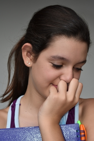 Sad Diverse Female Studentの写真素材