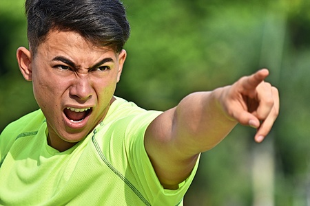 Angry Adult Male Athleteの写真素材