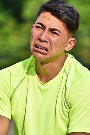 Crying Adult Male Athleteの写真素材